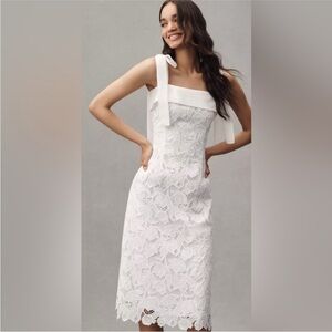English Factory Anthropologie White Lace Tie-Shoulder Midi Dress NWT